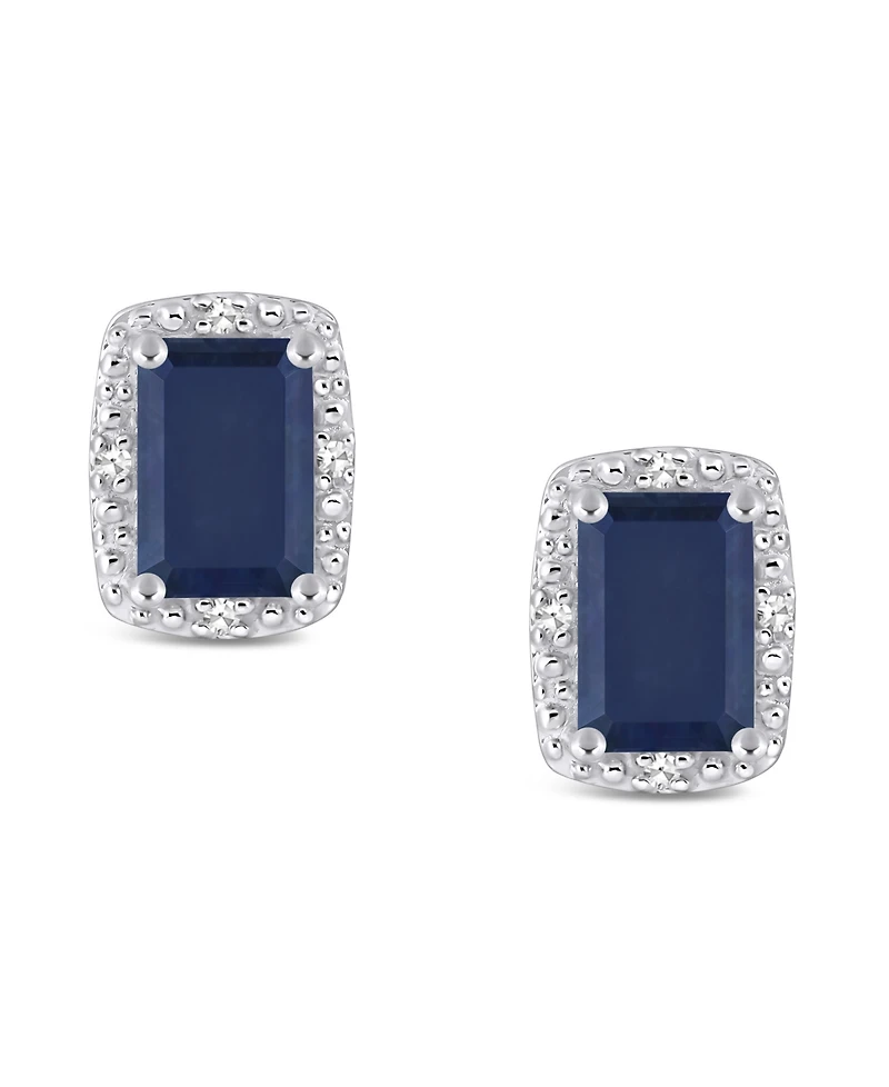 Sapphire (1-1/3 ct. t.w.) and Diamond Accent Stud Earrings in Sterling Silver