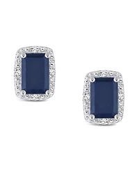 Sapphire (1-1/3 ct. t.w.) and Diamond Accent Stud Earrings in Sterling Silver