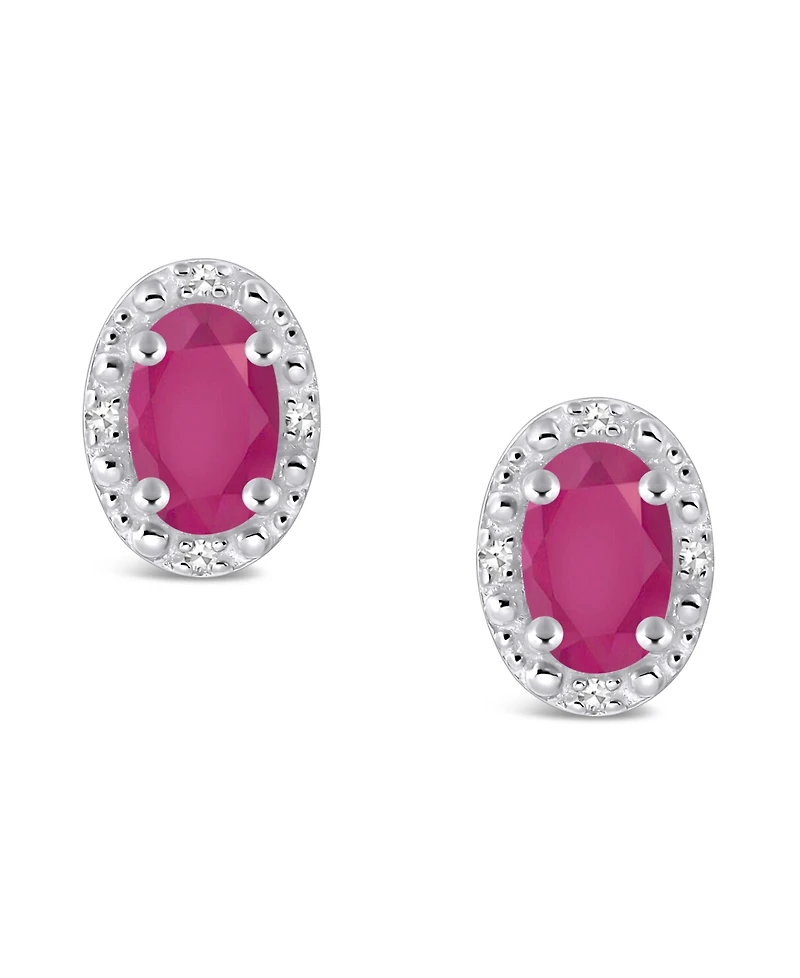 Ruby (1-1/5 ct. t.w.) and Diamond Accent Stud Earrings in Sterling Silver