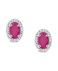 Ruby (1-1/5 ct. t.w.) and Diamond Accent Stud Earrings in Sterling Silver