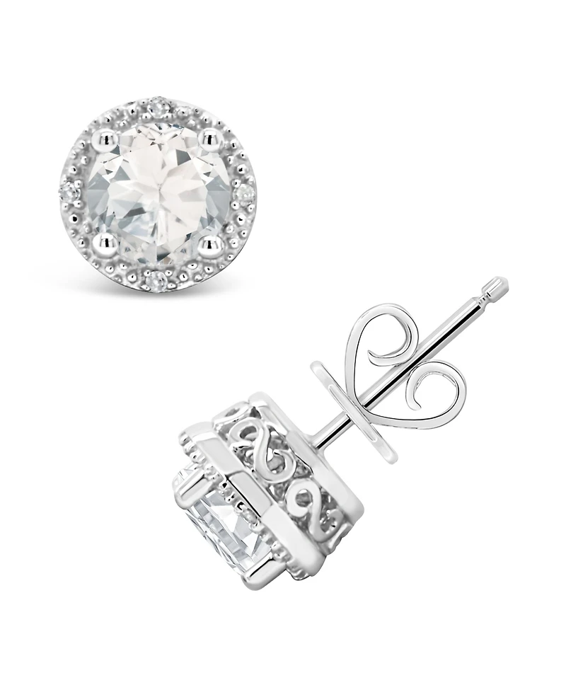 White Topaz (2 ct. t.w.) and Diamond Accent Stud Earrings in Sterling Silver