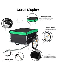 Streamdale Furniture Foldable Bicycle Cargo Trailer with 20inch Wheels and Removable Cover