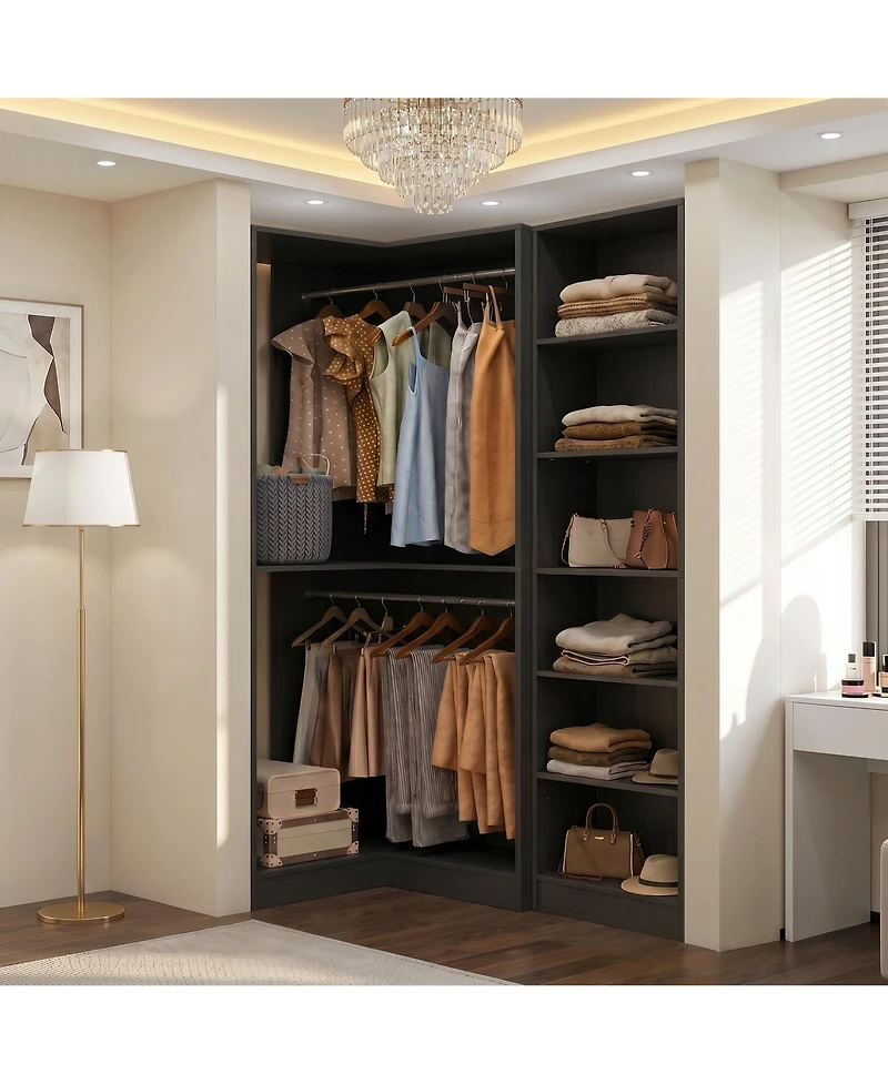 Aheaplus Closet Cabinet with 5 Shelves, Open Storage Small-Space