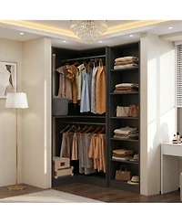 Aheaplus Closet Cabinet with 5 Shelves, Open Storage Small-Space