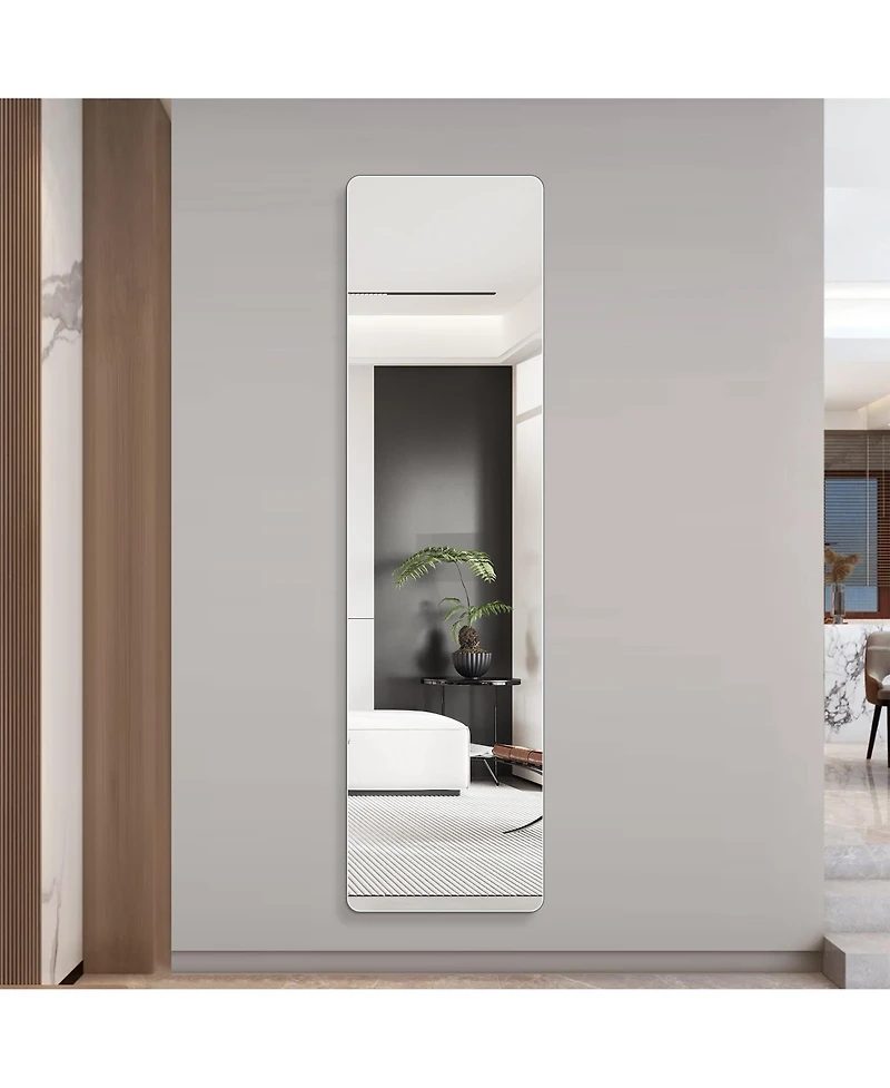 Midola 59 x 16 Inch Rectangular Full-Length Wall Mirror, Copper-Free Silver Glass with Shatter-Resistant Backing for Bedroom and Closet