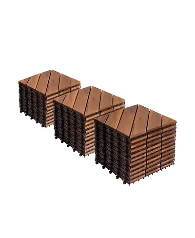 Streamdale Furniture Acacia Wood Interlocking Deck Tiles - Waterproof Outdoor Flooring