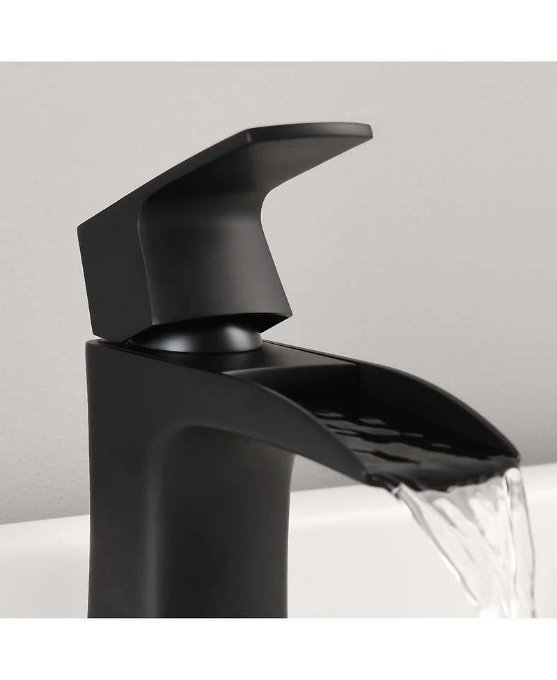 Midola Ada Waterfall Bathroom Faucet - Single Handle Brass Faucet with Drain, 1-Hole