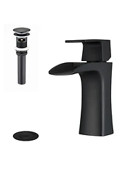 Midola Ada Waterfall Bathroom Faucet - Single Handle Brass Faucet with Drain, 1-Hole