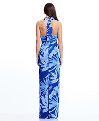 Dress the Population Women's Halter Cowl Neck Column Maxi