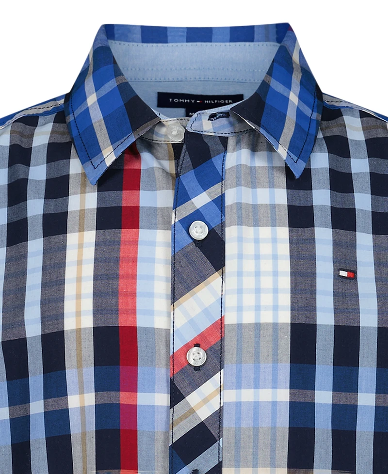 Tommy Hilfiger Boys' 2T-7 Plaid Short-Sleeve Button-Front Shirt