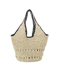 Adornia Fine Women's Raffia Oversized Hobo Shoulder Bag with Edging