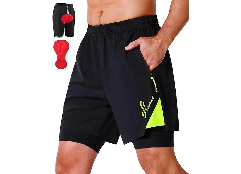 Sportneer X-Large Bike Shorts for Men - 3D Padded Lightweight Mtb Fit Riding Biking Bicycle Biker Shorts with Zipper Pockets