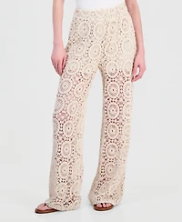 And Now This Women's Cotton Crochet Wide-Leg Pants, Macy's Exclusive