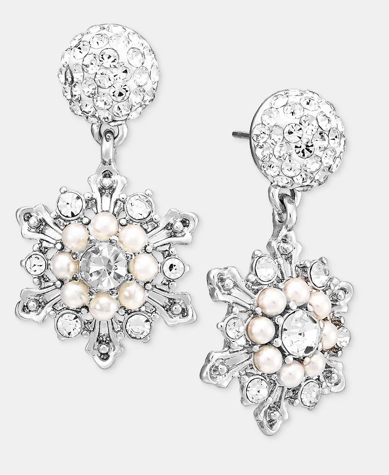 Holiday Lane Silver-Tone Snowflake Drop Earrings, Macy's Exclusive