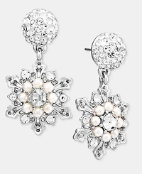 Holiday Lane Silver-Tone Snowflake Drop Earrings, Macy's Exclusive