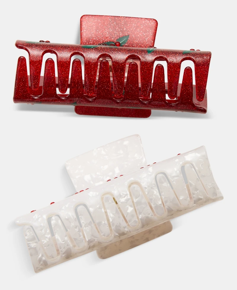 Holiday Lane Holly Claw Hair Clips, Set of Two, Macy's Exclusive