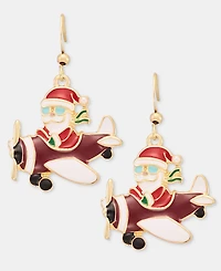 Holiday Lane Santa Claus Pilot Plane Drop Earrings, Macy's Exclusive