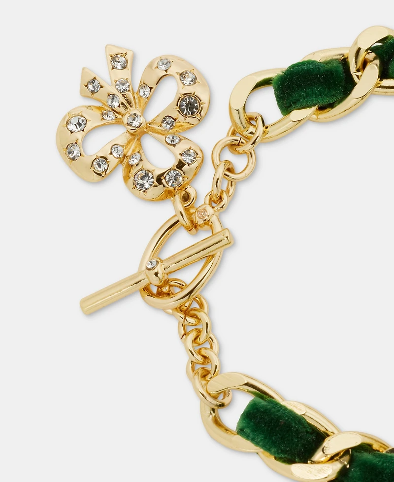 Holiday Lane Green Ribbon Chain Toggle Bracelet, Macy's Exclusive