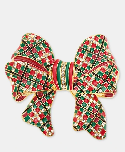 Holiday Lane Plaid Bow Pin, Macy's Exclusive
