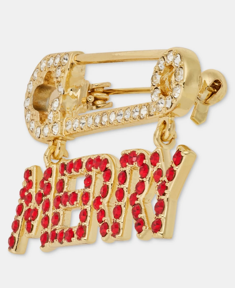 Holiday Lane Gold-Tone Merry Glass Pin, Macy's Exclusive