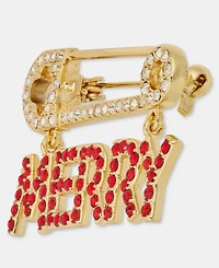 Holiday Lane Gold-Tone Merry Glass Pin, Macy's Exclusive