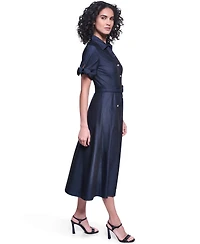 Karl Lagerfeld Paris Women's Denim Belted Midi Shirt Dress