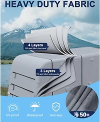 gaomon Rv Travel Trailer Cover Fits 18-20 feet, Waterproof/Uv Resistant/Rip-Stop Camper Cover, 4 Layers Heavy Duty Rv Cover with Gutter Covers