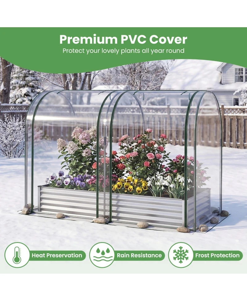 Gouun Galvanized Raised Garden Bed with Pvc Greenhouse Cover