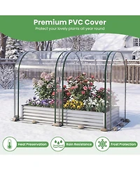 Gouun Galvanized Raised Garden Bed with Pvc Greenhouse Cover