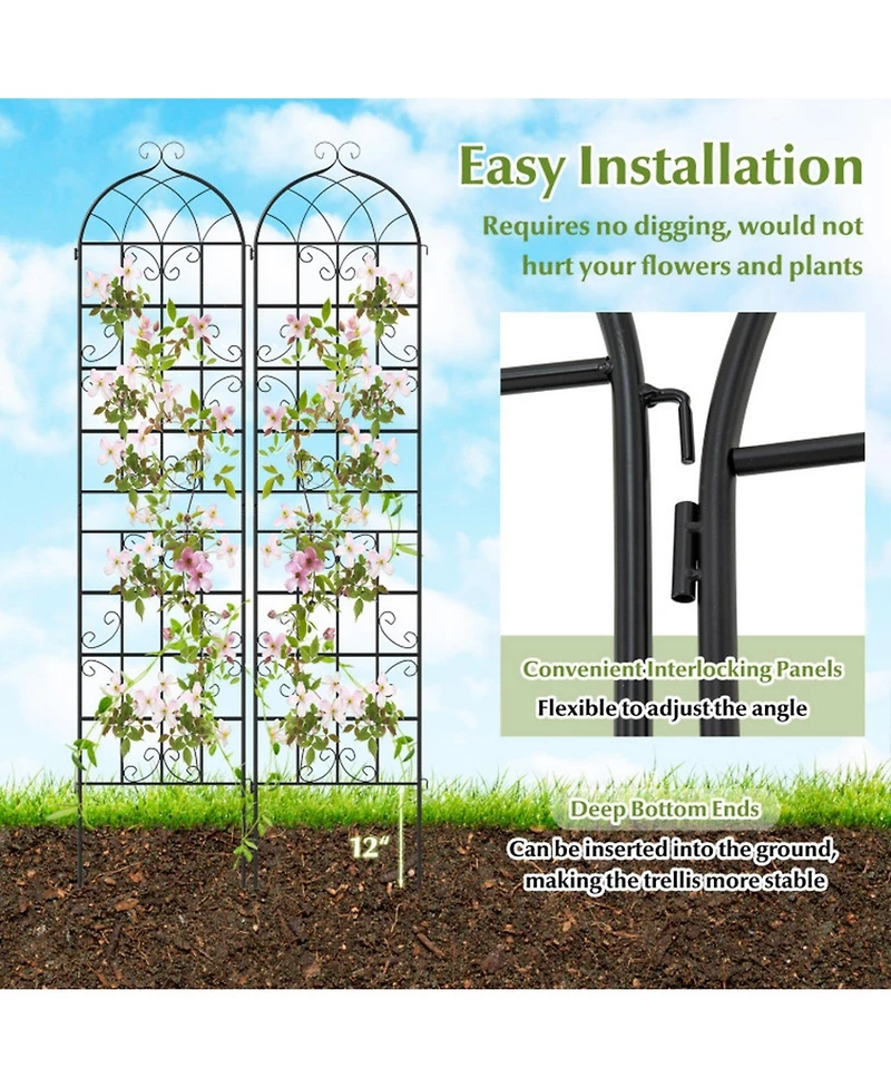 Gouun 4-Pack Heavy Duty Metal Garden Trellis 86 x 20 in for Climbing Plants