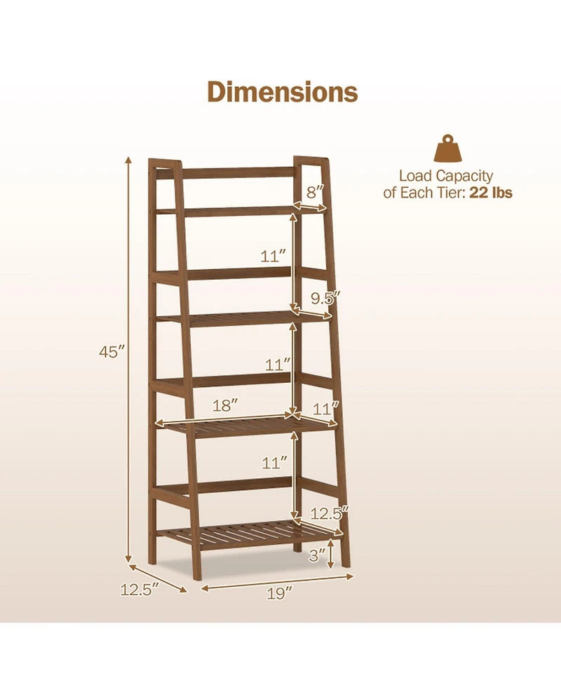 Gouun 4-Tier Bamboo Plant Rack with Guardrails Stable and Space-Saving