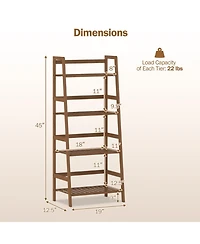 Gouun 4-Tier Bamboo Plant Rack with Guardrails Stable and Space-Saving