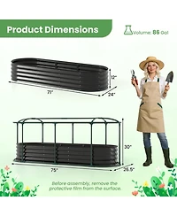 Gouun Outdoor Color Steel Raised Garden Bed with Greenhouse Cover Roll-Up Window