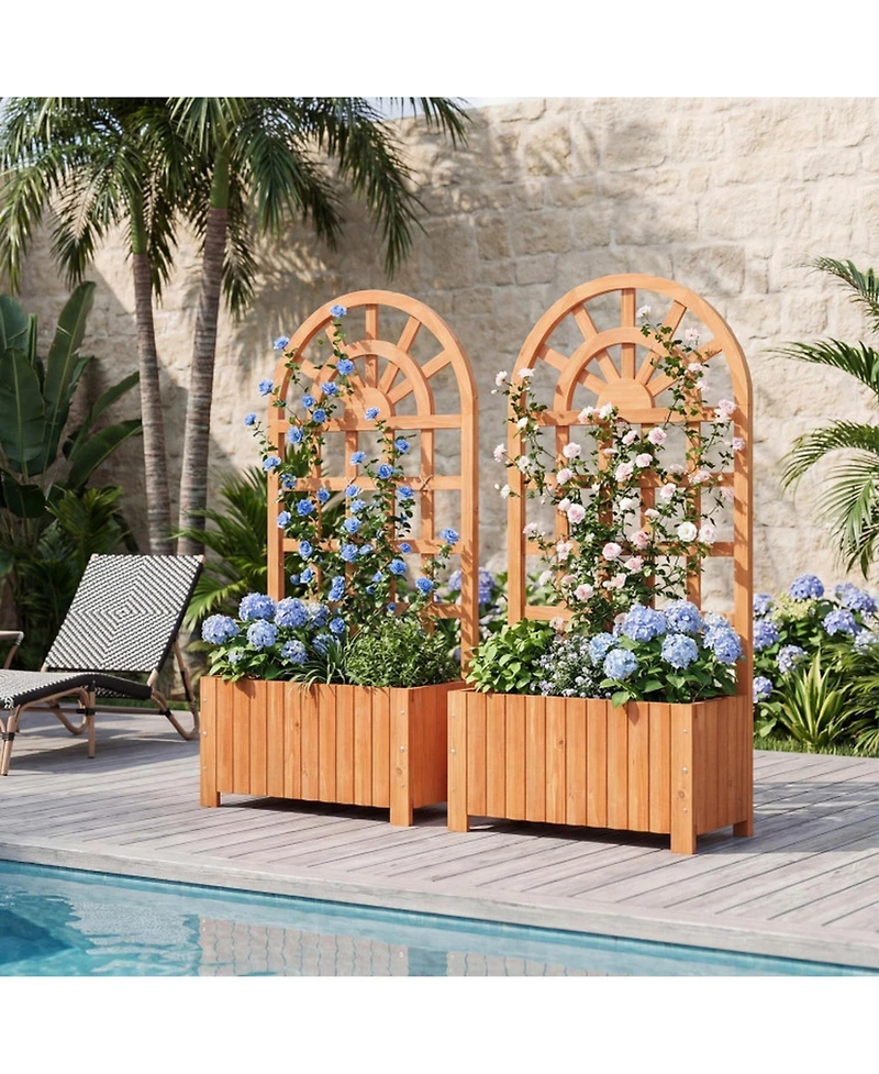 Gouun Wooden Raised Garden Bed with Trellis 48 in Outdoor Privacy Screen