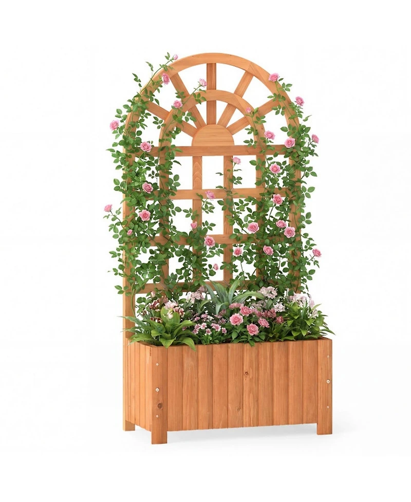 Gouun Wooden Raised Garden Bed with Trellis 48 in Outdoor Privacy Screen