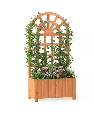 Gouun Wooden Raised Garden Bed with Trellis 48 in Outdoor Privacy Screen