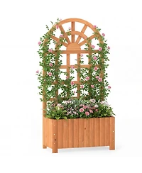 Gouun Wooden Raised Garden Bed with Trellis 48 in Outdoor Privacy Screen