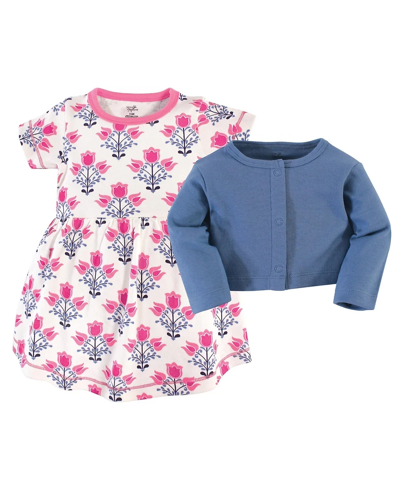 Touched by Nature Baby Girls Natural Cotton Dress and Cardigan