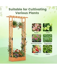 Gouun 89 in Tall Wooden Raised Garden Bed with Side Trellis and Hanging Roof