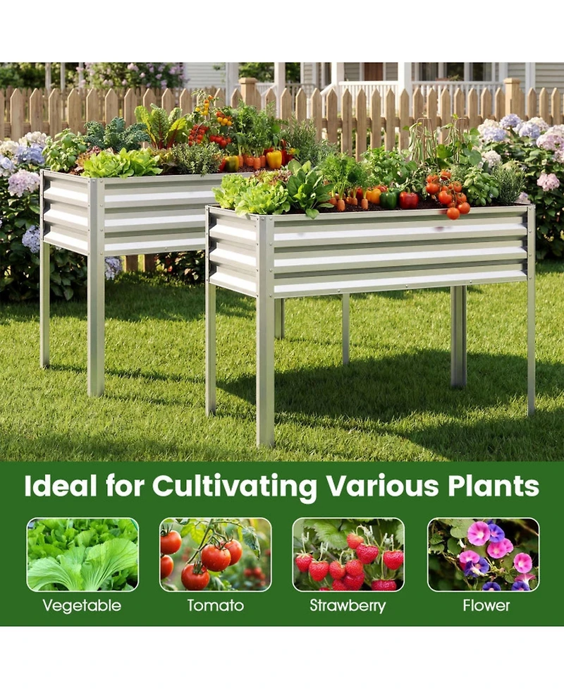 Gouun Outdoor Elevated Metal Raised Garden Bed with Legs Heavy Duty Frame