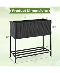 Gouun Elevated Garden Planter with Rattan Finish and Bottom Shelf