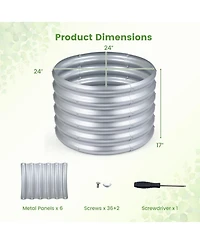 Gouun Round Galvanized Steel Raised Garden Bed with Open-Ended Base Medium