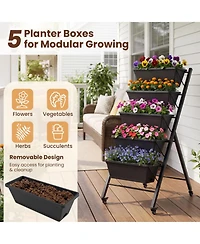 Gouun 5-Tier Vertical Raised Garden Bed with Wheels for Backyard Gardening