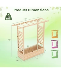 Gouun 45 in Tall Wooden Raised Garden Bed with Side Trellis and Hanging Roof