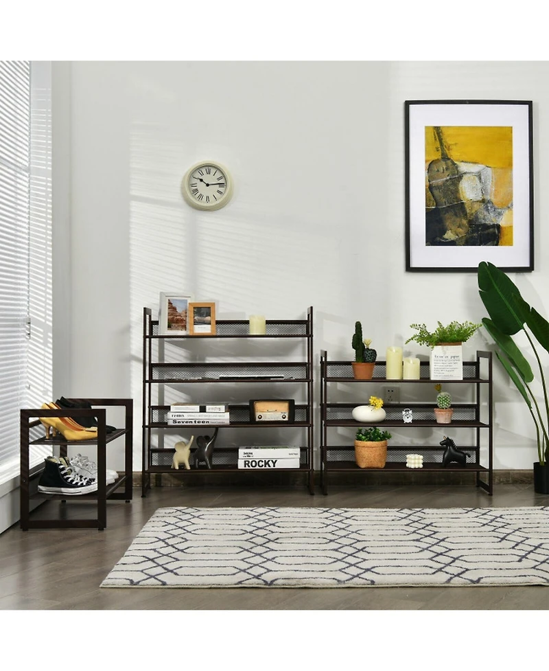 Gouun 4-Tier Metal Shoe Rack with Flat and Slanted Shelves