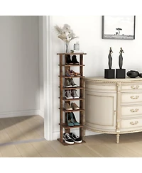 Gouun 7-Tier Vertical Wooden Shoe Rack Space-Saving Organizer for Front Door