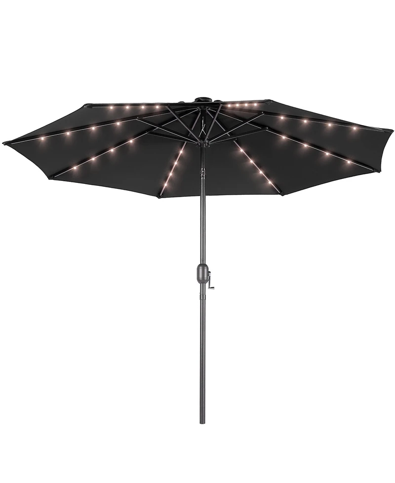 Sonkuki Patio 10Feet Led Market Umbrellas With Solar Lights, Table Umbrella For And Outdoor Tilt Button Deck Pool