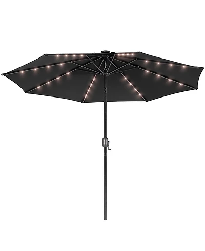Sonkuki Patio 10Feet Led Market Umbrellas With Solar Lights, Table Umbrella For And Outdoor Tilt Button Deck Pool