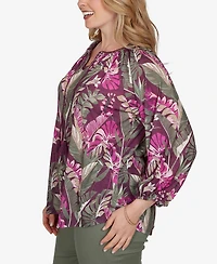 Ruby Rd. Plus Tropical Print Knit Tassel Top