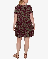 Ruby Rd. Plus Tropical Print Short-Sleeve Dress